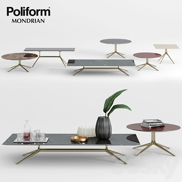 Poliform Mondrian Coffee Tables – 1 3DSMax File - thumbnail 1