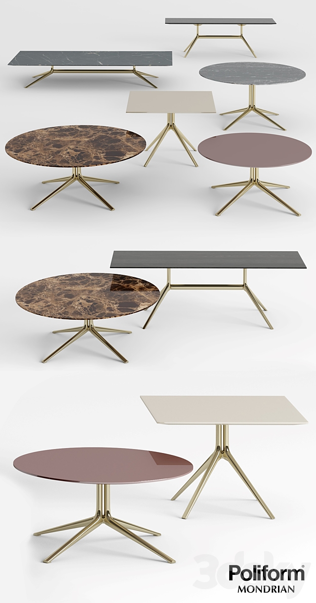 Poliform Mondrian Coffee Tables – 1 3DSMax File - thumbnail 3