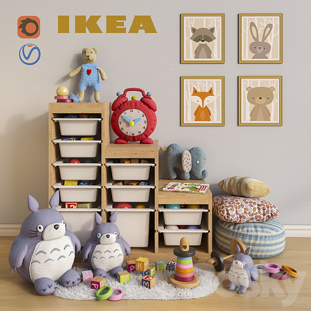 Furniture and toys IKEA. decor for a children’s room set 1 3DSMax File - thumbnail 1