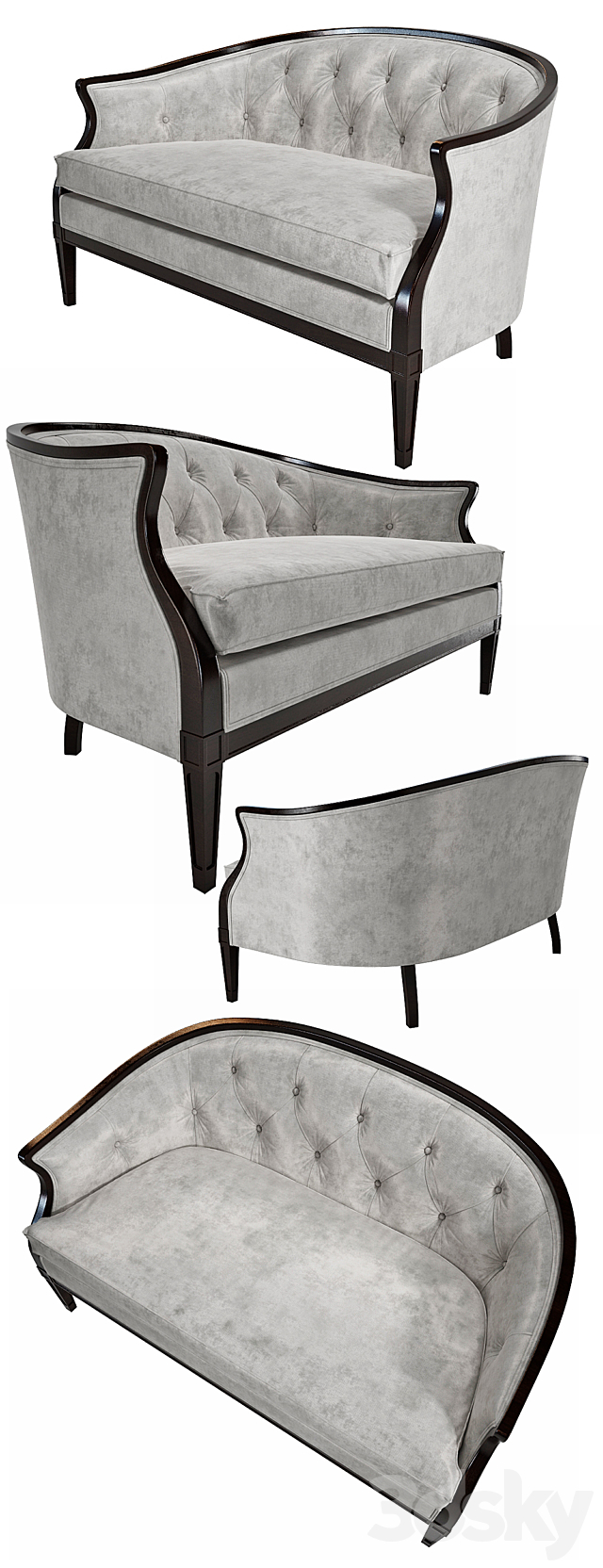 Regency Style Tufted Back Sofa 3d