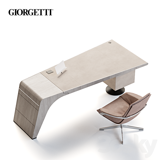 Giorgetti Tenet Table and Jab Bond Chair 3DS Max Model - thumbnail 3