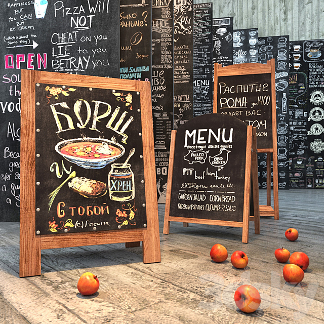 Set for creating slate surfaces with images of chalk 2 3d