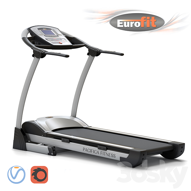Treadmill EUROFIT Pacifica fitness. Training apparatus 3d
