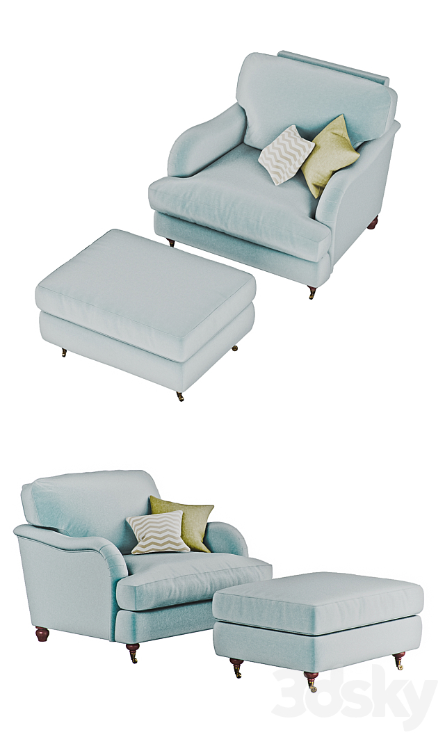 Howard armchair and footstool 3d