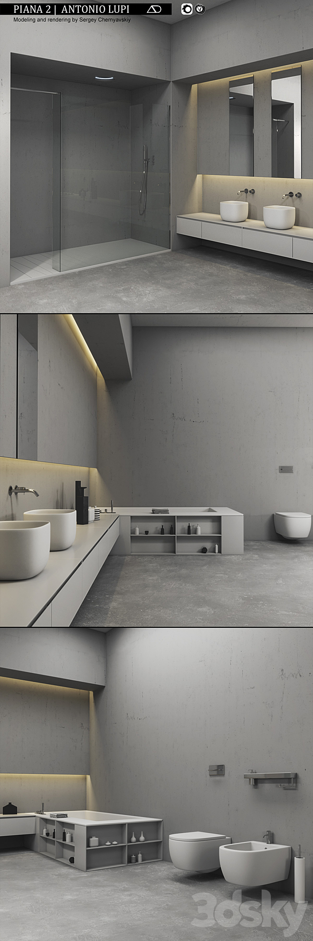 Bathroom furniture set Piana 2 3DSMax File - thumbnail 2