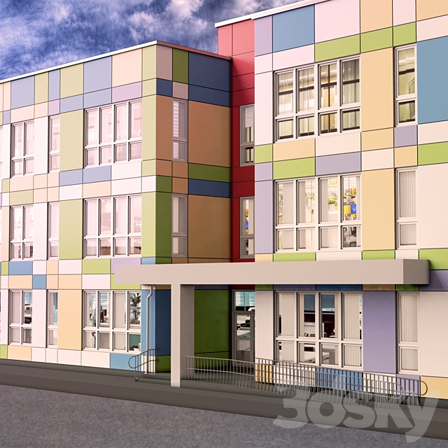 Building of pre-school educational institution 3d