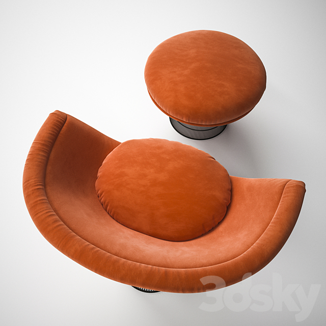 Warren Platner Lounge Chair & Ottoman for Knoll 3d