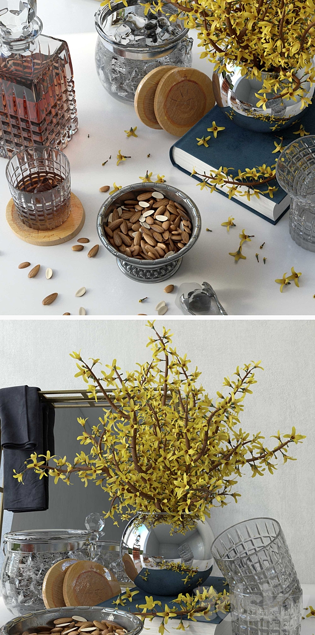 Forsythia decorative set 3d