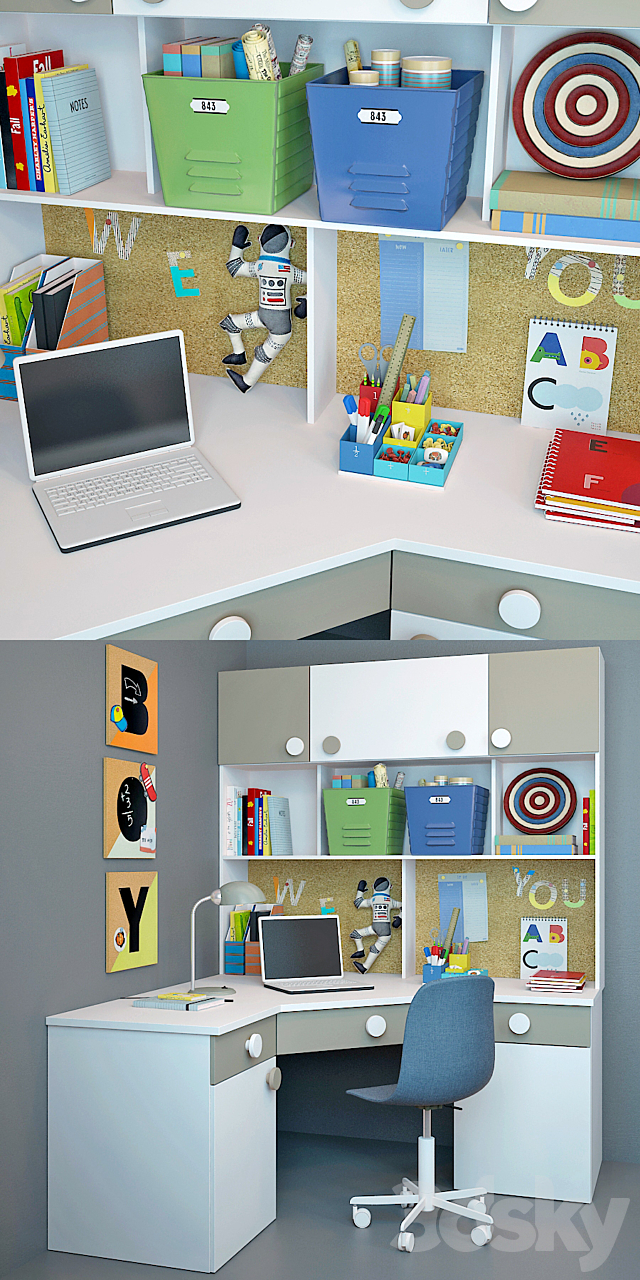 Writing desk and decor for a nursery 6 3DSMax File - thumbnail 2