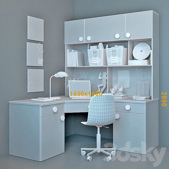 Writing desk and decor for a nursery 6 3DSMax File - thumbnail 3