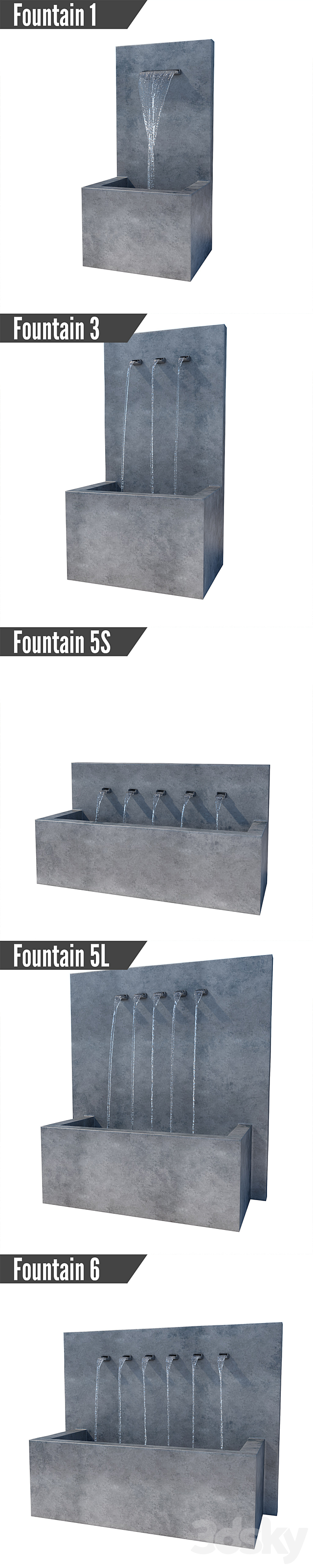 Restoration Hardware Weathered Zinc Fountains 3d