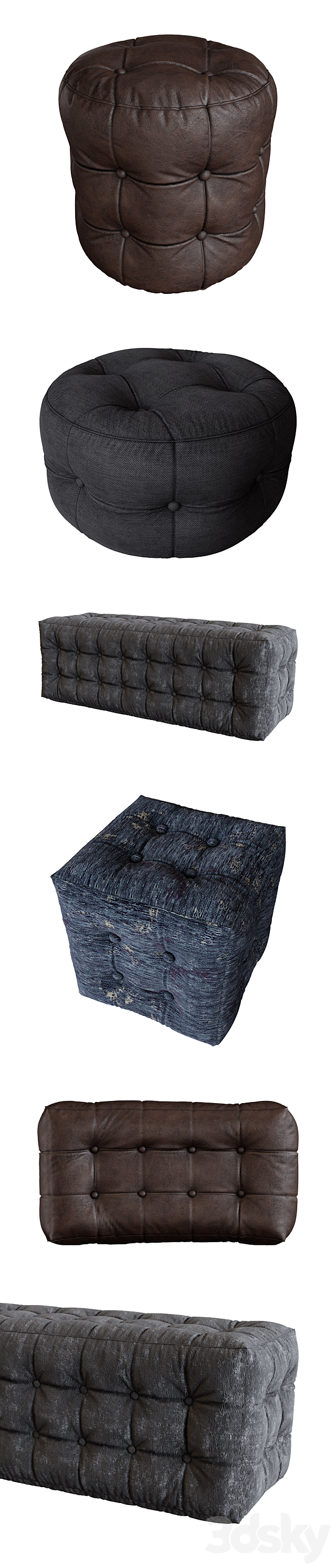 Pouf Set 3d