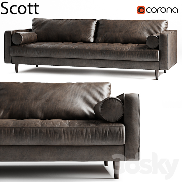 Scott 3 Seater Sofa 3DSMax File - thumbnail 1