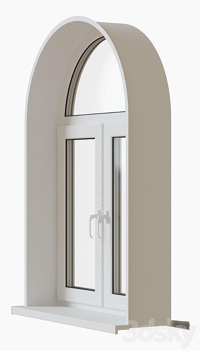Set of round and arched windows 3d