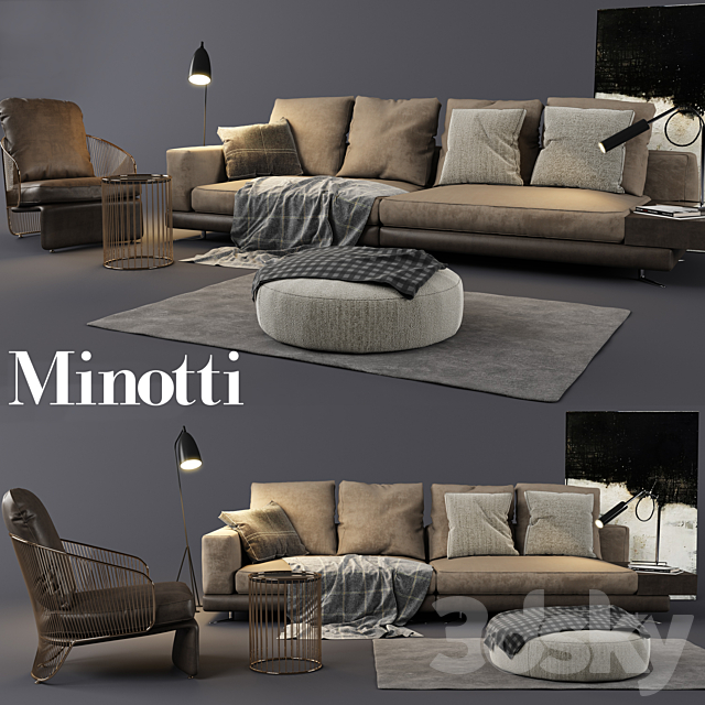 Minotti White Sofa 3d