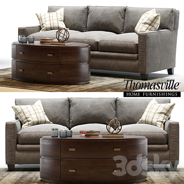 Thomasville mercer sofa and Andrew oval Cocktail table 3DSMax File - thumbnail 1