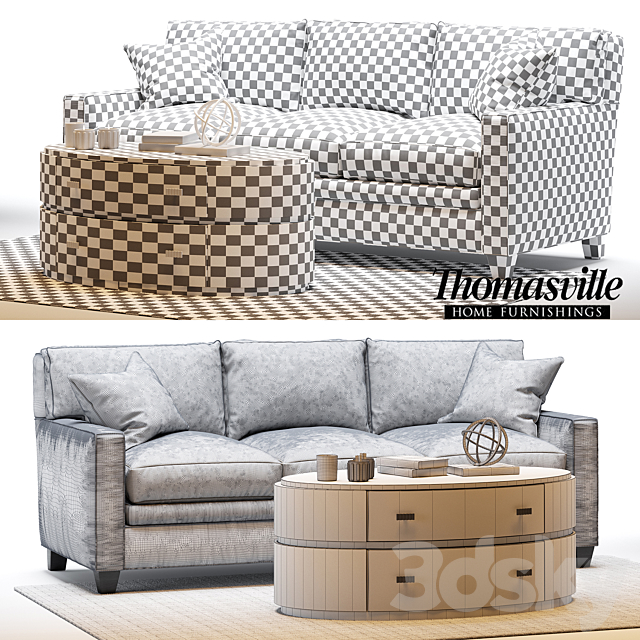 Thomasville mercer sofa and Andrew oval Cocktail table 3DSMax File - thumbnail 3