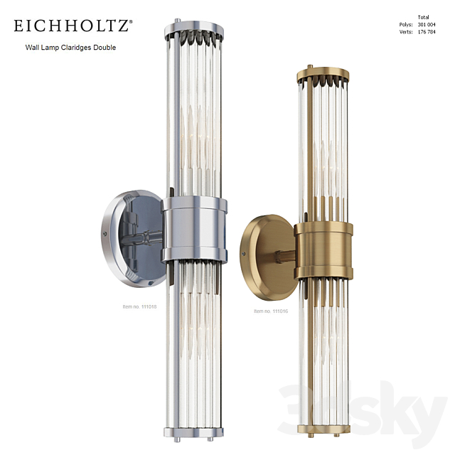 EICHHOLTZ Wall Lamp Claridges Double 111018 111016 3DSMax File - thumbnail 1