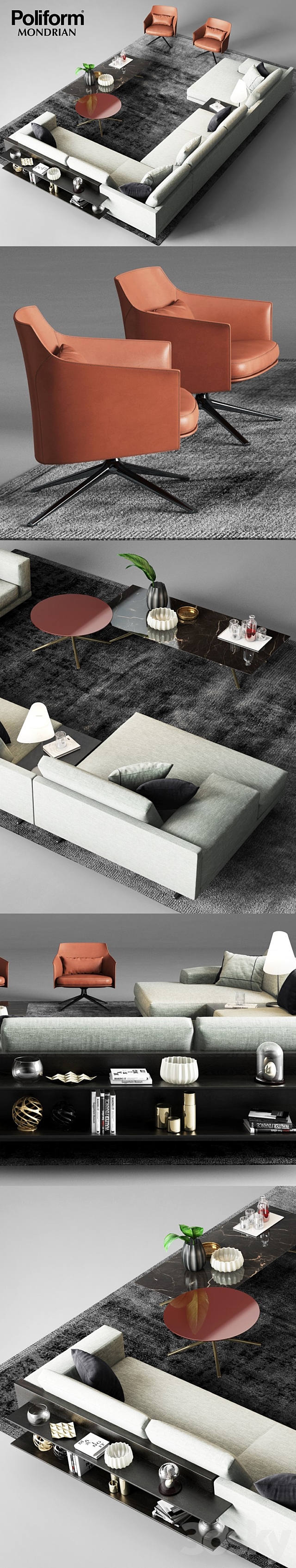 Poliform Mondrian Sofa 1 3DSMax File - thumbnail 3