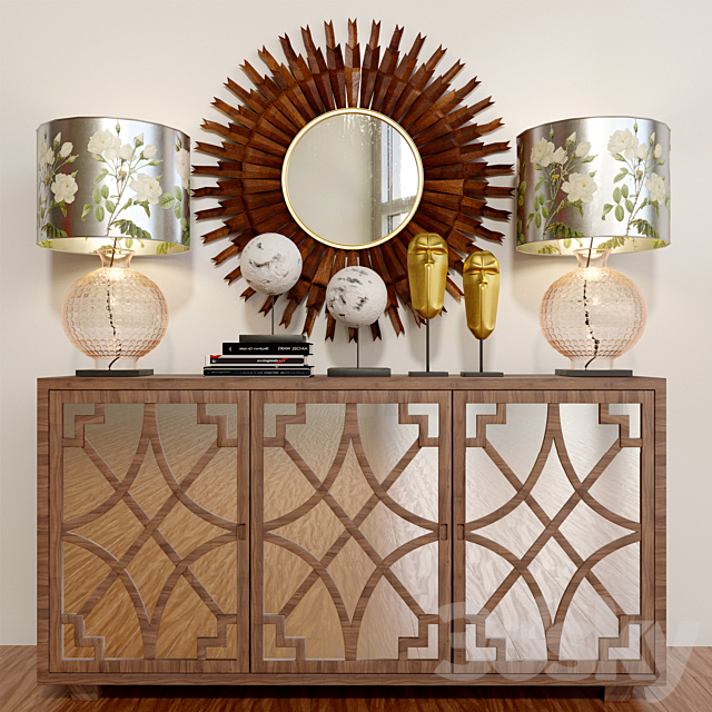 Ethical chest of drawers with a mirror and a lamp 3DSMax File - thumbnail 1