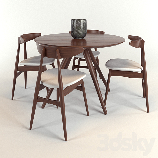 Dining table and chairs Hans J. Wegner _ Dining table and chairs set Hans J. Wegner 3DSMax File - thumbnail 1