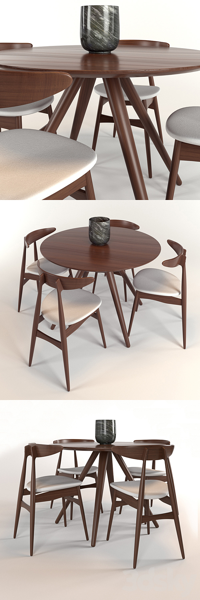 Dining table and chairs Hans J. Wegner _ Dining table and chairs set Hans J. Wegner 3DSMax File - thumbnail 2