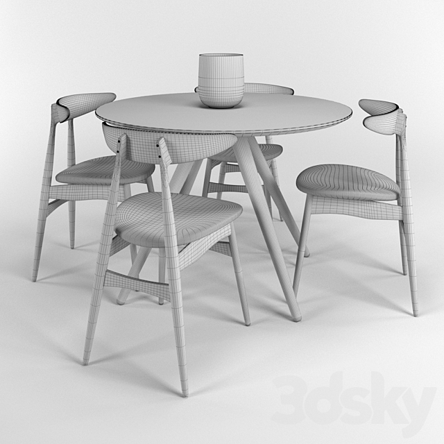 Dining table and chairs Hans J. Wegner _ Dining table and chairs set Hans J. Wegner 3DSMax File - thumbnail 3