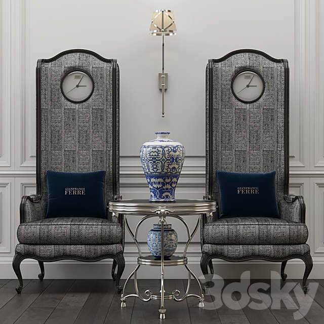 Gianfranco Ferre Home. Big ben chair and Covent table 3DSMax File - thumbnail 1