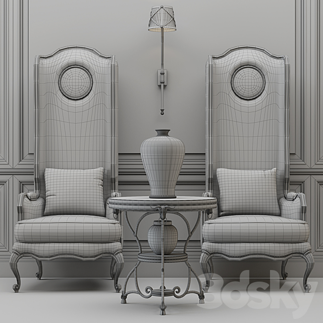 Gianfranco Ferre Home. Big ben chair and Covent table 3DSMax File - thumbnail 3