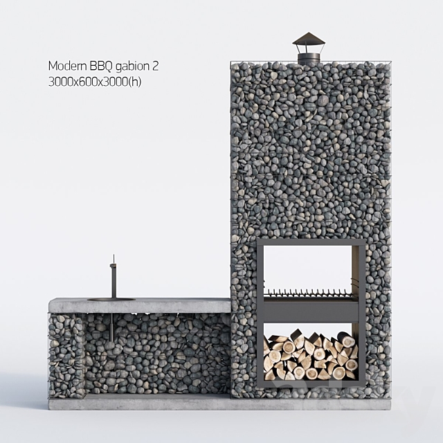 Modern barbecue from Gabion 2 3DSMax File - thumbnail 1