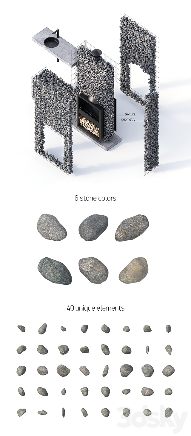 Modern barbecue from Gabion 2 3DSMax File - thumbnail 2