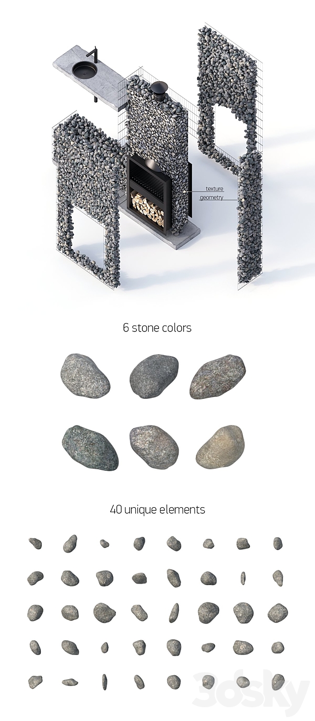 Modern barbecue from Gabion 2 3d