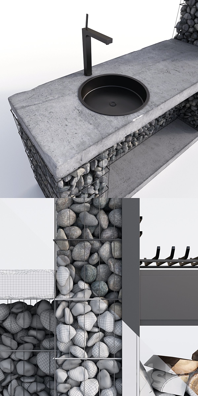 Modern barbecue from Gabion 2 3DSMax File - thumbnail 3