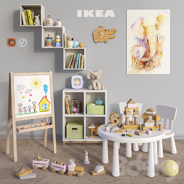 Modular furniture IKEA. accessories. decor and toys set 5 3DSMax File - thumbnail 1