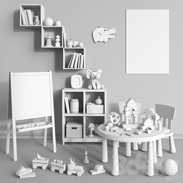 Modular furniture IKEA. accessories. decor and toys set 5 3DSMax File - thumbnail 3