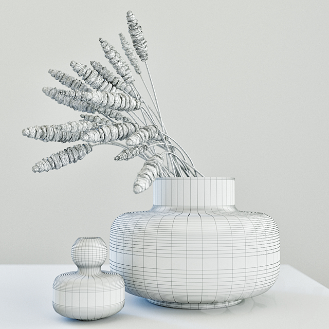 Modern grass arrangement in a vase 3d