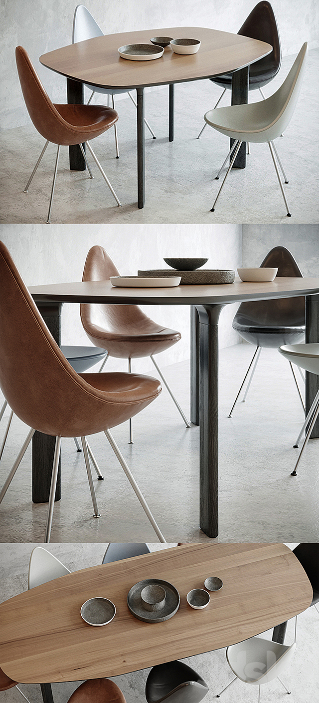 Analog table. Drop chair 3d
