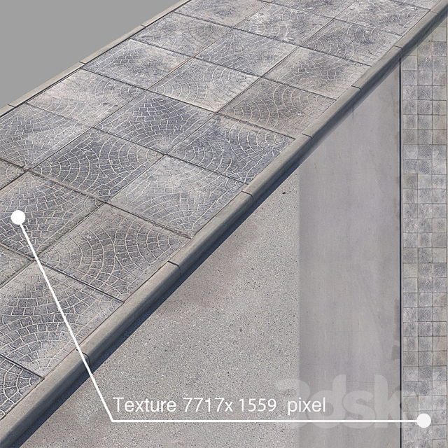 3 versions of the sidewalk with the road. 3DSMax File - thumbnail 2