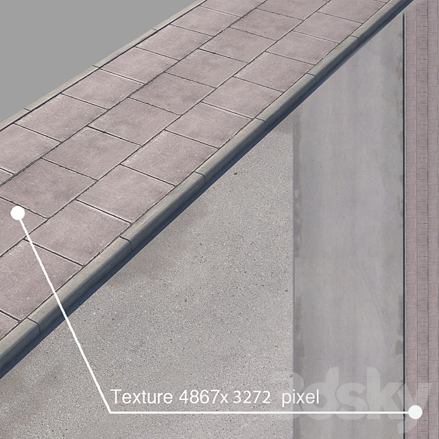 3 versions of the sidewalk with the road. 3DSMax File - thumbnail 3