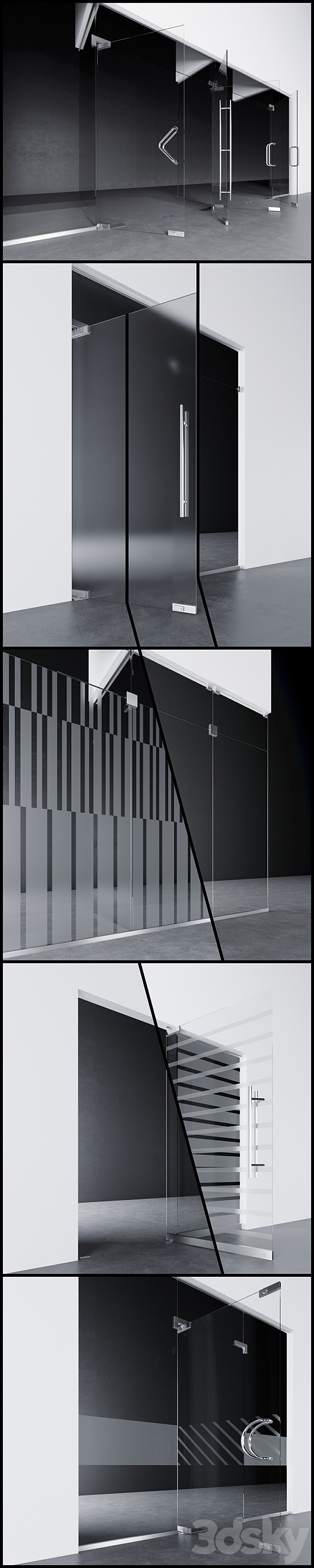 Swinging pendulum glass doors for office and home _ corona - vray 3d