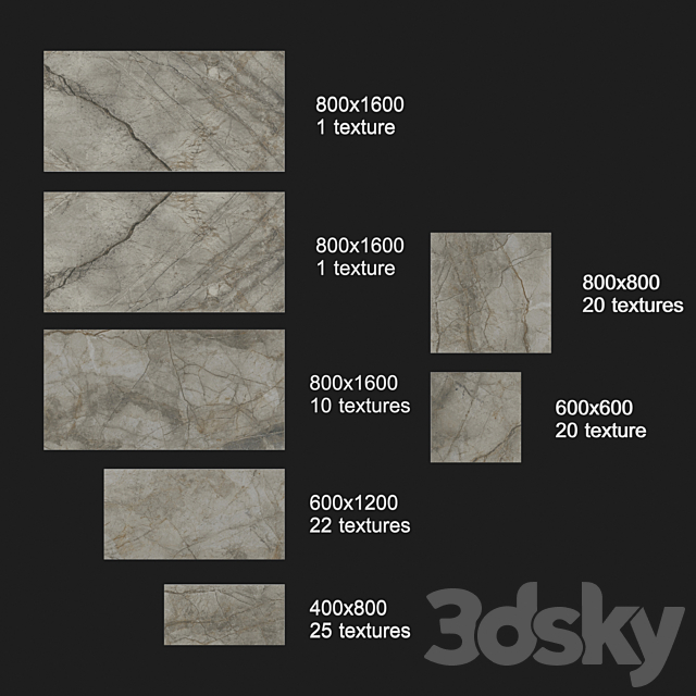 Tile Kale Elegant Marbles – Silver River 3DSMax File - thumbnail 3