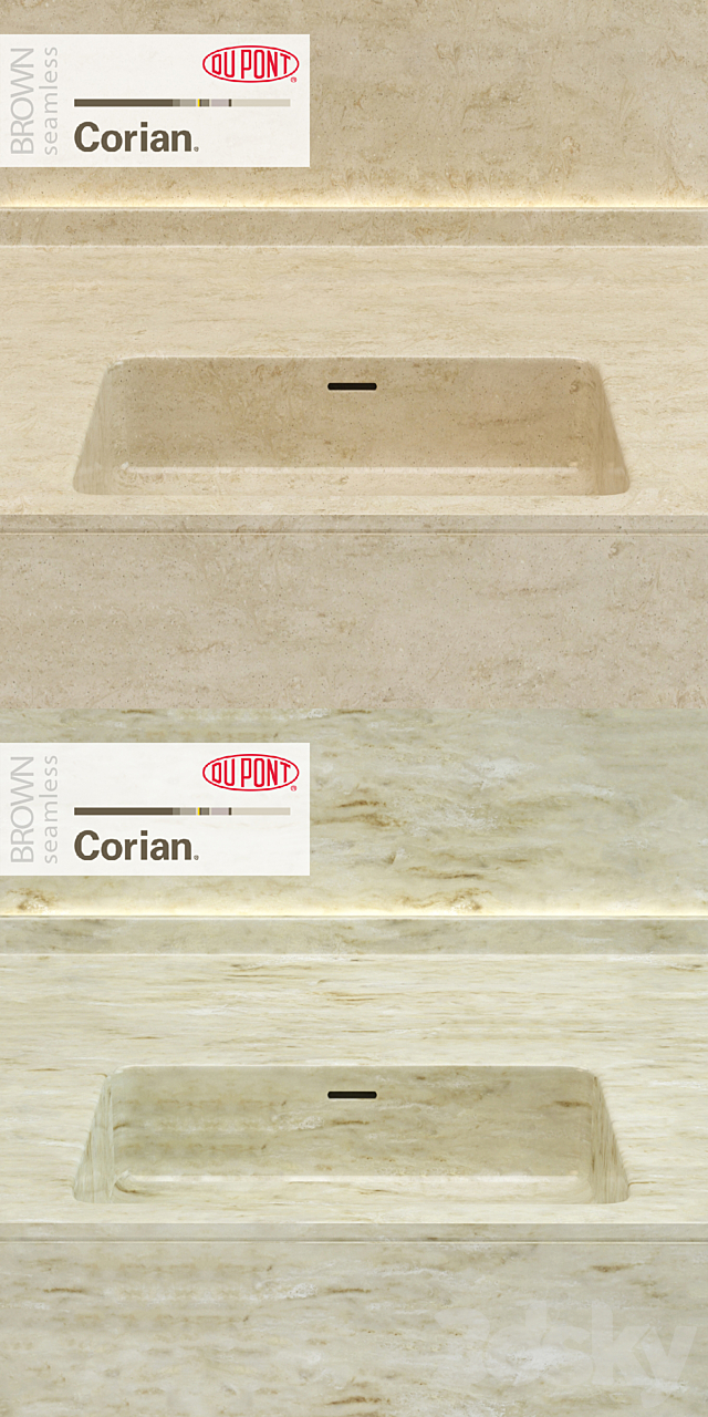 Dupont Corian Kitchen Countertops Brown 4 3d