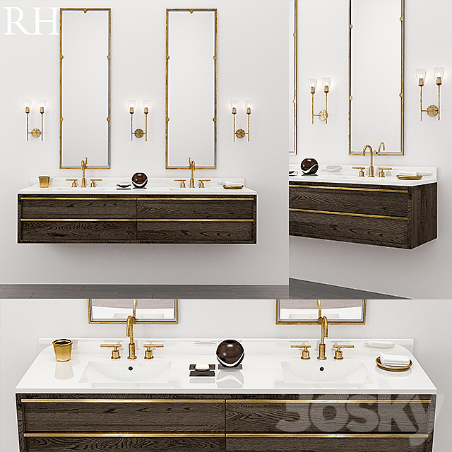 BEZIER DOUBLE EXTRA-WIDE FLOATING VANITY 3DSMax File - thumbnail 1