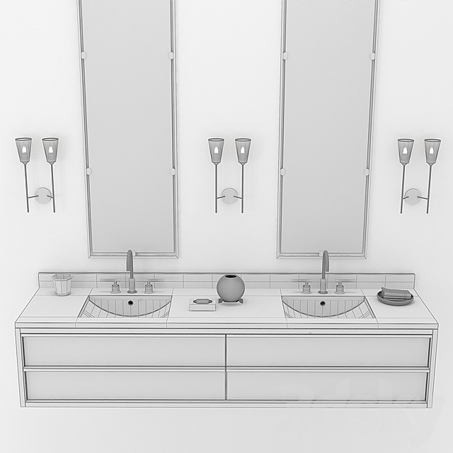 BEZIER DOUBLE EXTRA-WIDE FLOATING VANITY 3DSMax File - thumbnail 3
