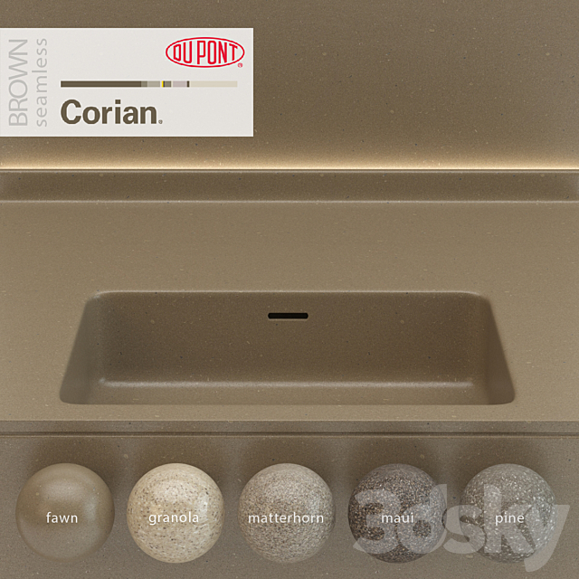 Dupont Corian Kitchen Countertops Brown 5 3DSMax File - thumbnail 1