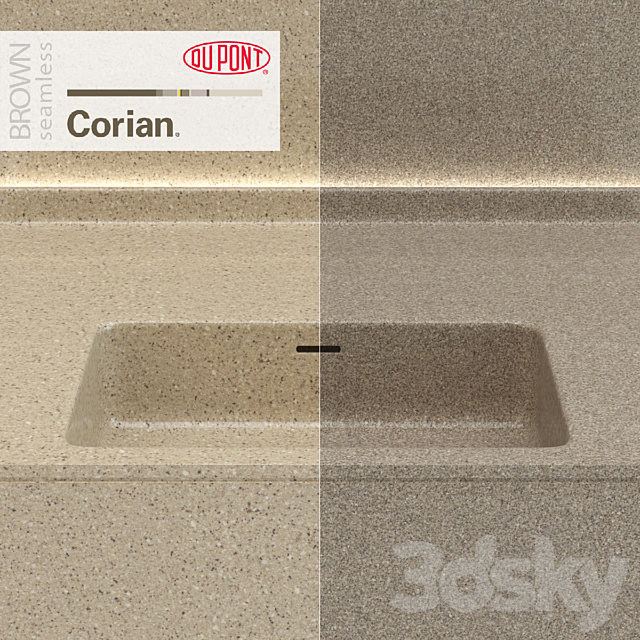 Dupont Corian Kitchen Countertops Brown 5 3DSMax File - thumbnail 2