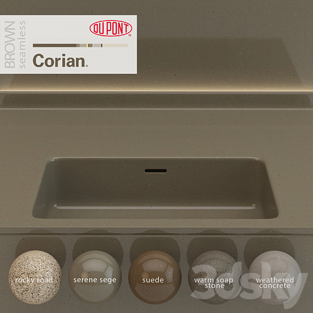Dupont Corian Kitchen Countertops Brown 6 3DSMax File - thumbnail 1