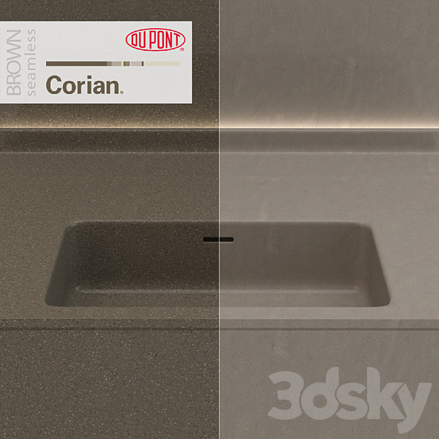 Dupont Corian Kitchen Countertops Brown 6 3DSMax File - thumbnail 2