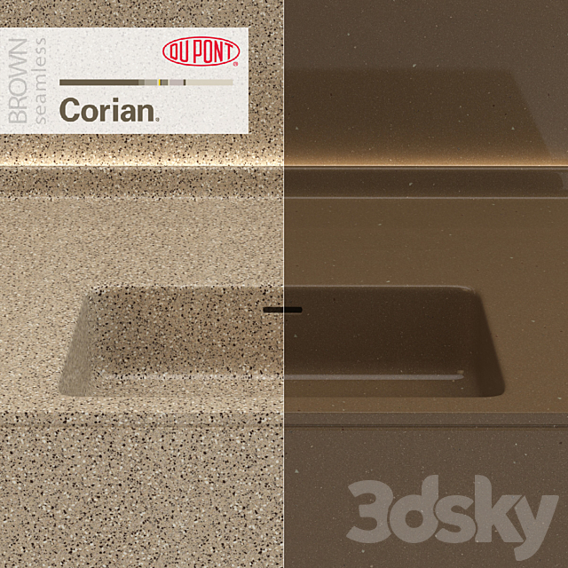Dupont Corian Kitchen Countertops Brown 6 3DSMax File - thumbnail 3