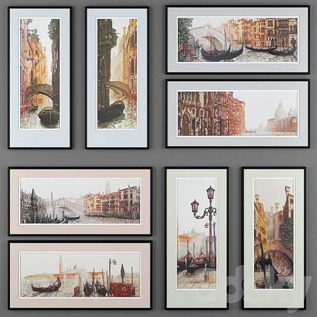 A set of paintings depicting Venice from Ugo Baracco Free Download